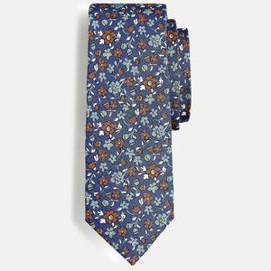 NWT $80 J.Crew 100% Silk Made in USA Beacon Floral Mixed Blue 3" Neck Tie